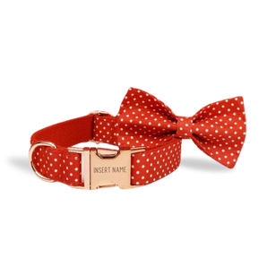 Red Polka Dot Dog Bow Tie Collar Set