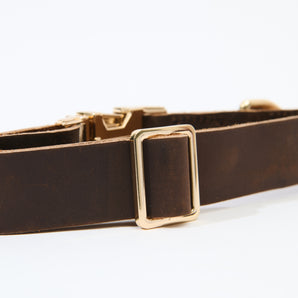 Dark Brown Soft Leather Dog Collar with Name