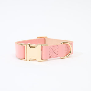 Pink Soft Leather Dog Collar with Name