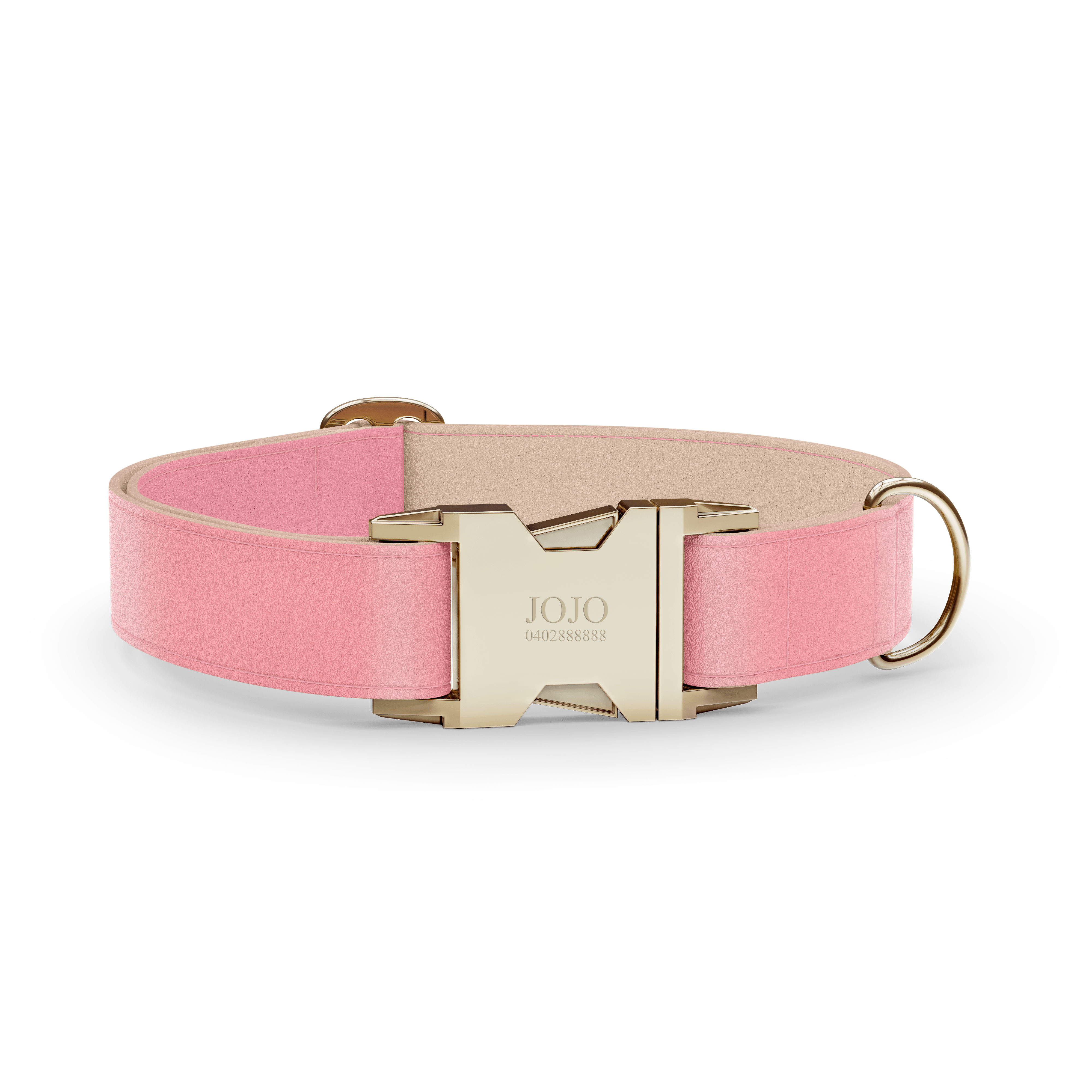 Pink Soft Leather Dog Collar with Name - Pawsy