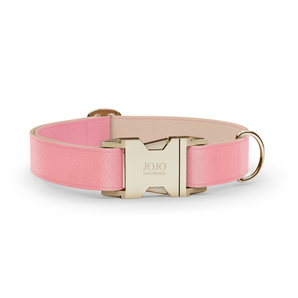 Pink Soft Leather Dog Collar with Name - Pawsy